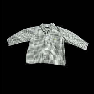Kids Green Checkered Button Down Shirt